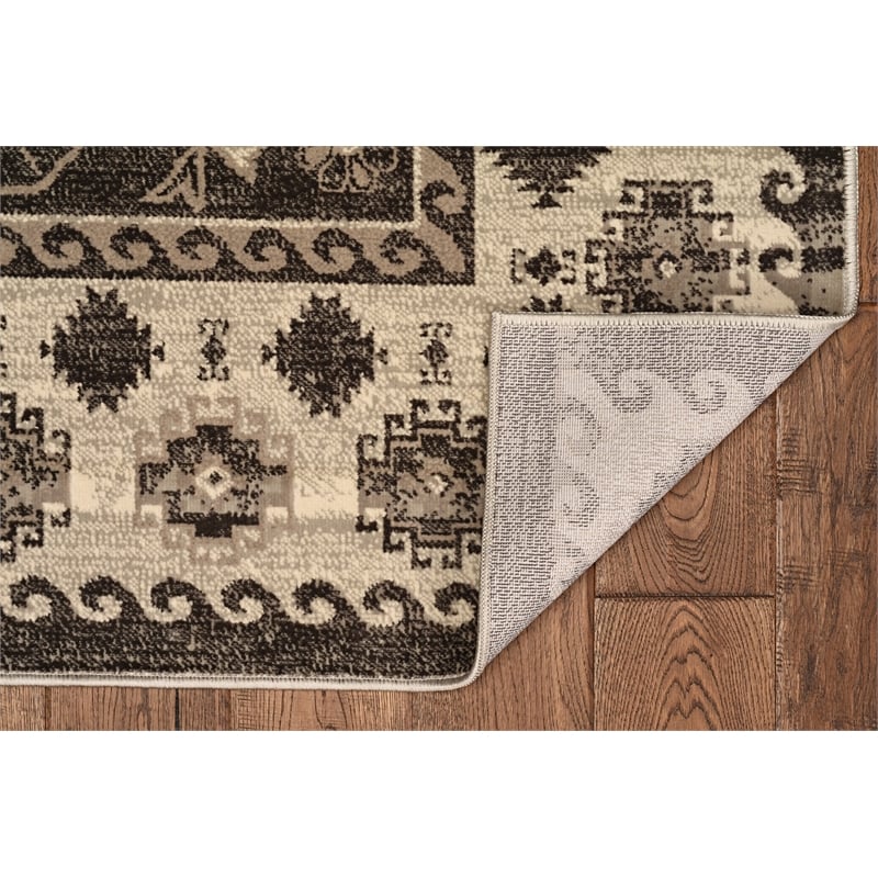 Linon Vintage Buharra Power Loomed Microfiber Polyester 9'x12' Rug in Gray