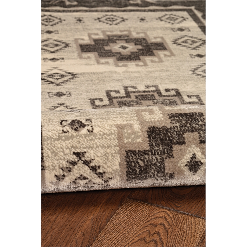 Linon Vintage Buharra Power Loomed Microfiber Polyester 9'x12' Rug in Gray