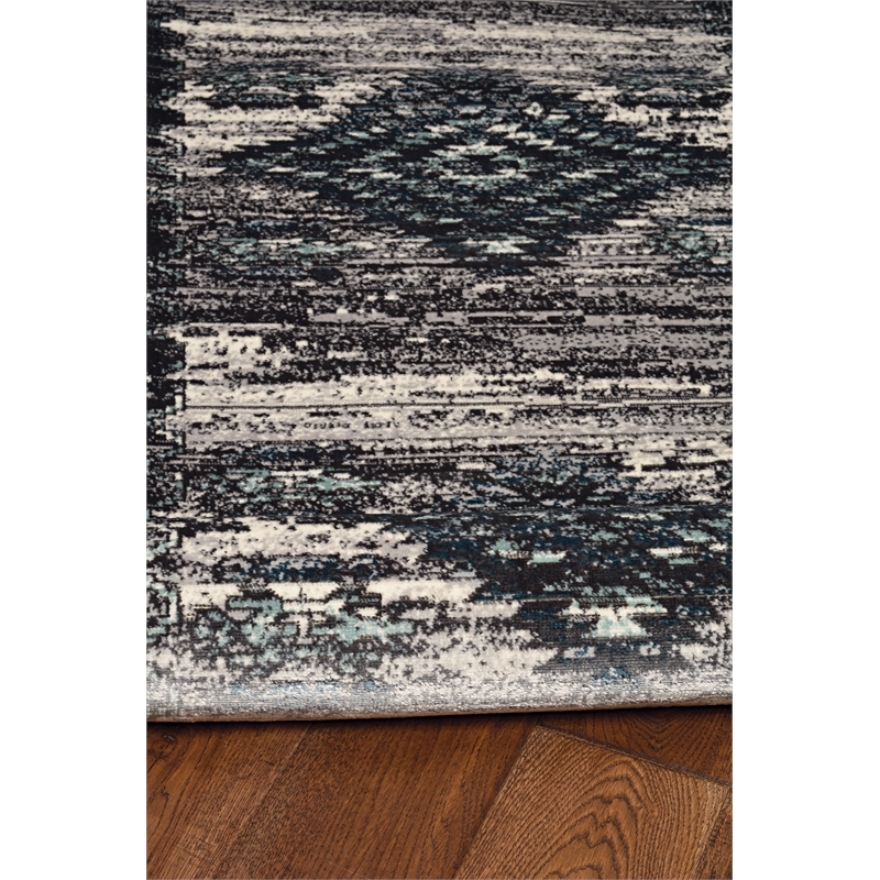 Linon Vintage Aztek Power Loomed Microfiber Polyester 2'x3' Rug in Gray