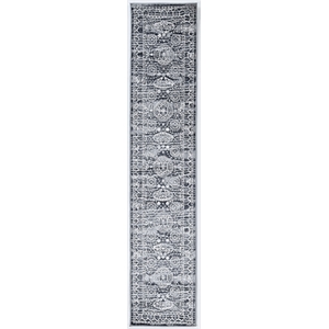 Linon Vintage Hamadan Power Loomed Microfiber Polyester 2'x10' Rug in Gray