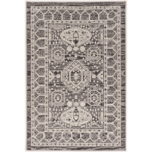 Linon Vintage Hamadan Power Loomed Microfiber Polyester 5'x7'6&quot Rug in Gray