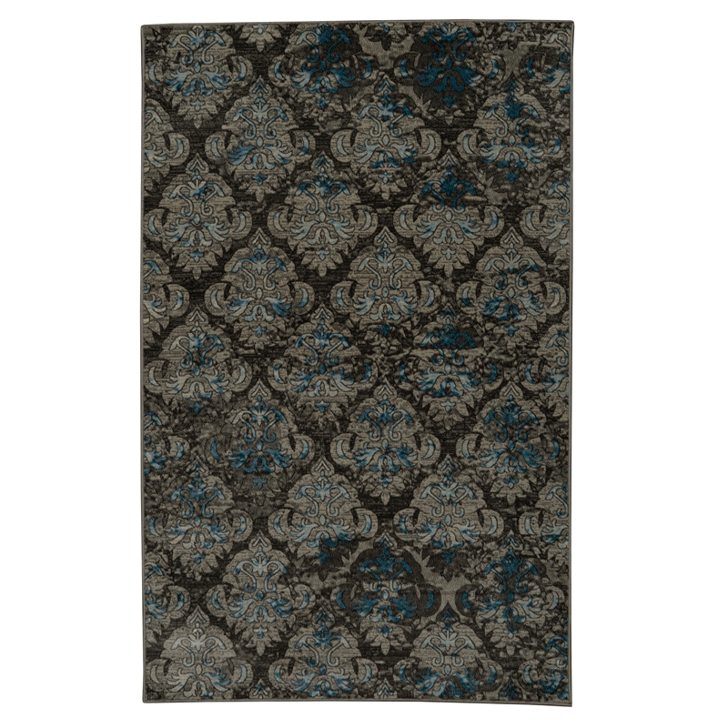 Linon Vintage Clara Power Loomed Microfiber Polyester 2'x3' Rug in Gray