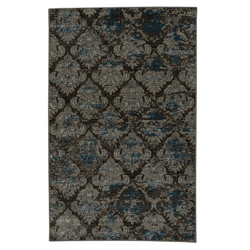 Linon Vintage Clara Power Loomed Microfiber Polyester 9'x12' Rug in Gray
