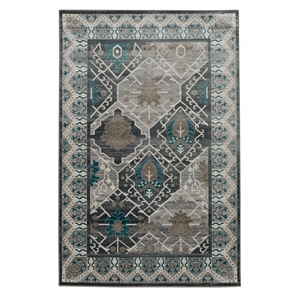 Linon Vintage Belouch Power Loomed Microfiber Polyester 5'x7'6&quot Rug in Gray