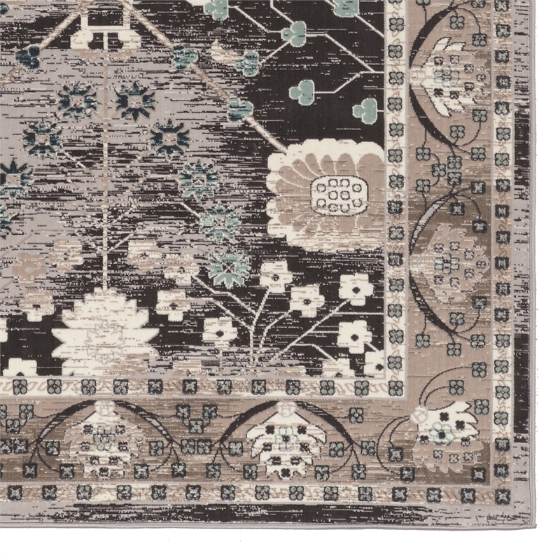 Linon Vintage Zeigler Power Loomed Microfiber Polyester 2'x3' Rug in Gray