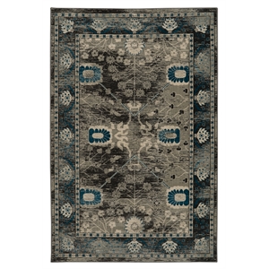 Linon Vintage Zeigler Power Loomed Microfiber Polyester 5'x7'6&quot Rug in Gray