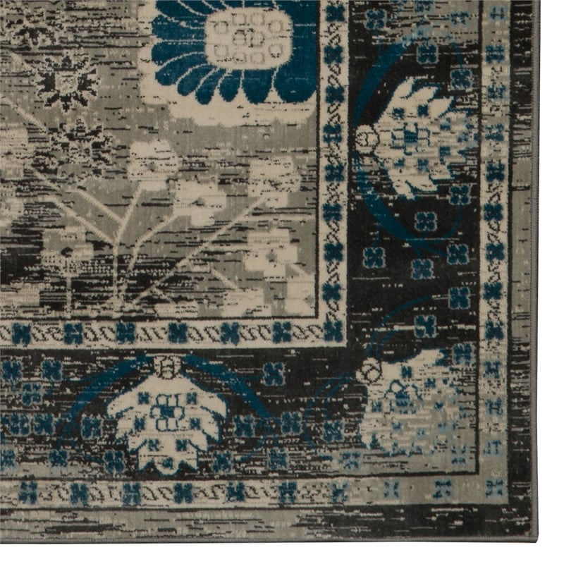 Linon Vintage Zeigler Power Loomed Microfiber Polyester 9'x12' Rug in Gray