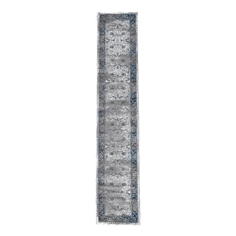 Linon Vintage Isfahan Power Loomed Microfiber Polyester 2'x10' Rug in Gray