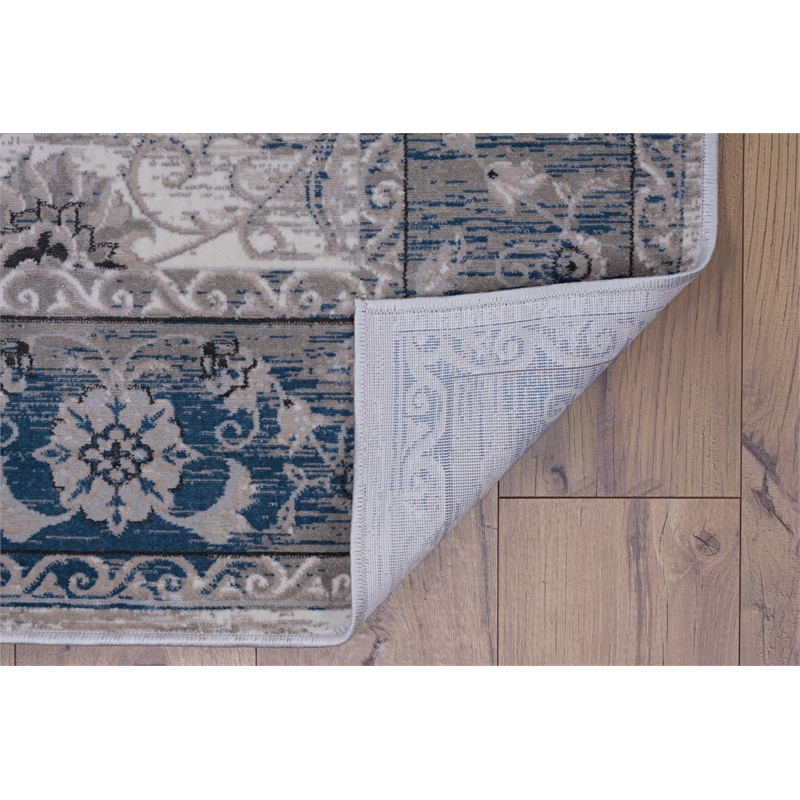 Linon Vintage Isfahan Power Loomed Microfiber Polyester 9'x12' Rug in Gray