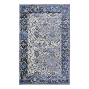 Linon Vintage Isfahan Power Loomed Microfiber Polyester 5'x7'6&quot Rug in Gray