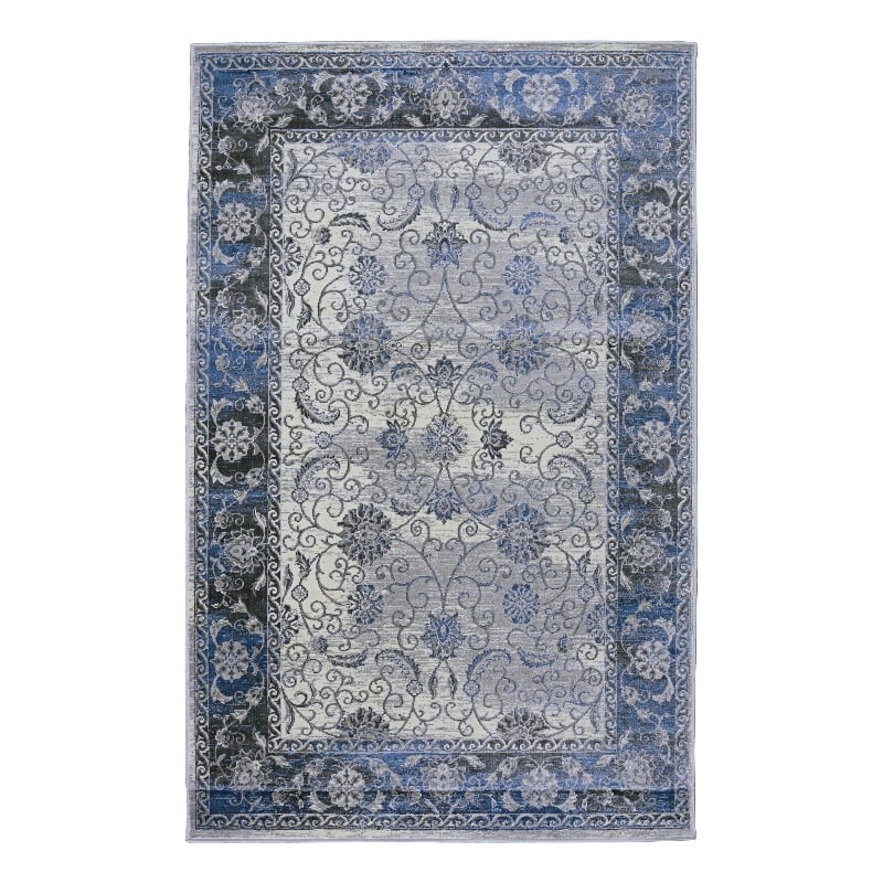 Linon Vintage Isfahan Power Loomed Microfiber Polyester 9'x12' Rug in Gray