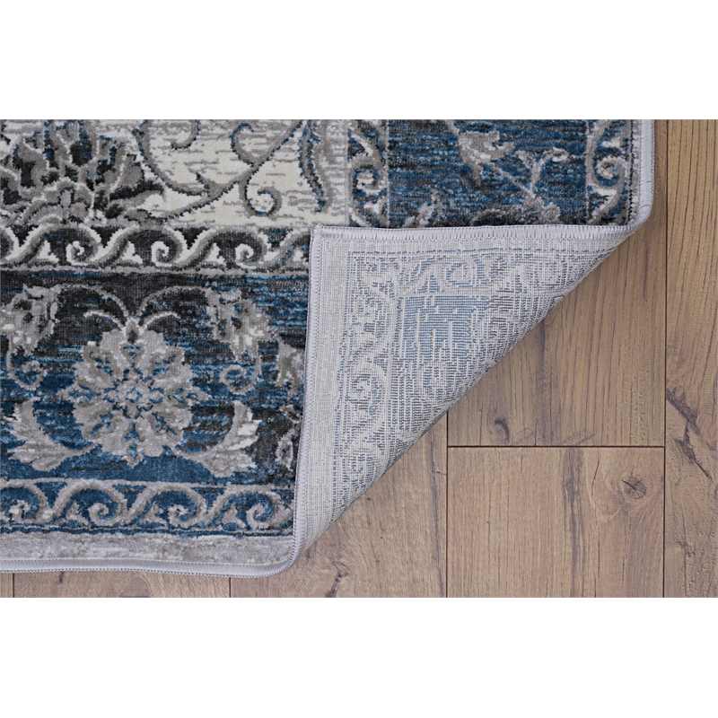 Linon Vintage Isfahan Power Loomed Microfiber Polyester 9'x12' Rug in Gray