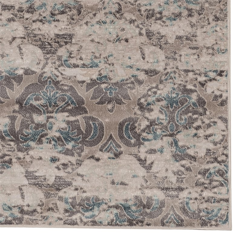 Linon Vintage Trellis Power Loomed Microfiber Polyester 2'x3' Rug in Gray