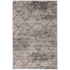 Linon Vintage Trellis Power Loomed Microfiber Polyester 5'x7'6&quot Rug in Gray
