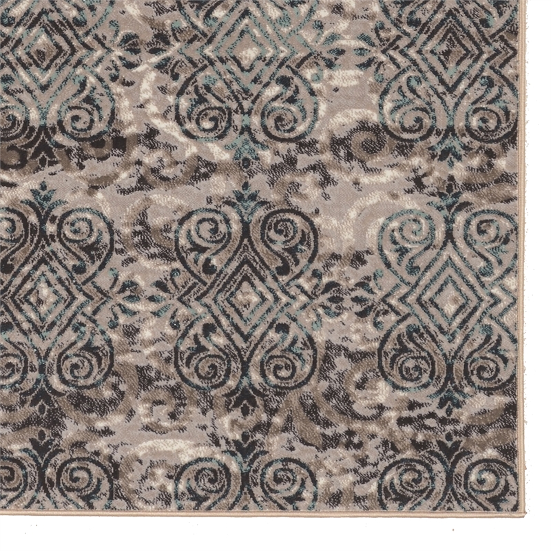 Linon Vintage Clara Power Loomed Microfiber Polyester 8'x10' Rug in Gray
