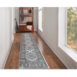 Linon Vintage Serape Power Loomed Microfiber Polyester 2'x10' Rug in Gray