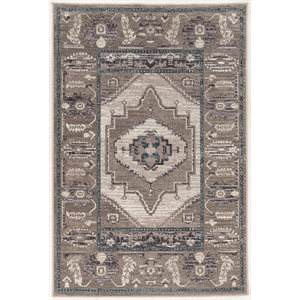 Linon Vintage Serape Power Loomed Microfiber Polyester 5'x7'6&quot Rug in Gray