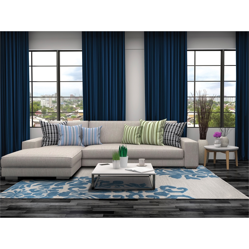 Linon Trio Medallion Hand Tufted Polyester 8'x10' Rug in Ivory