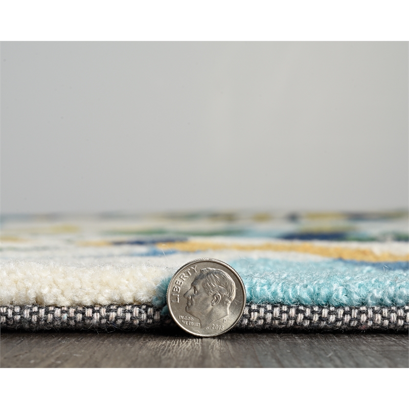 Linon Trio Marple Hand Tufted Polyester 5'x7' Rug in Ivory