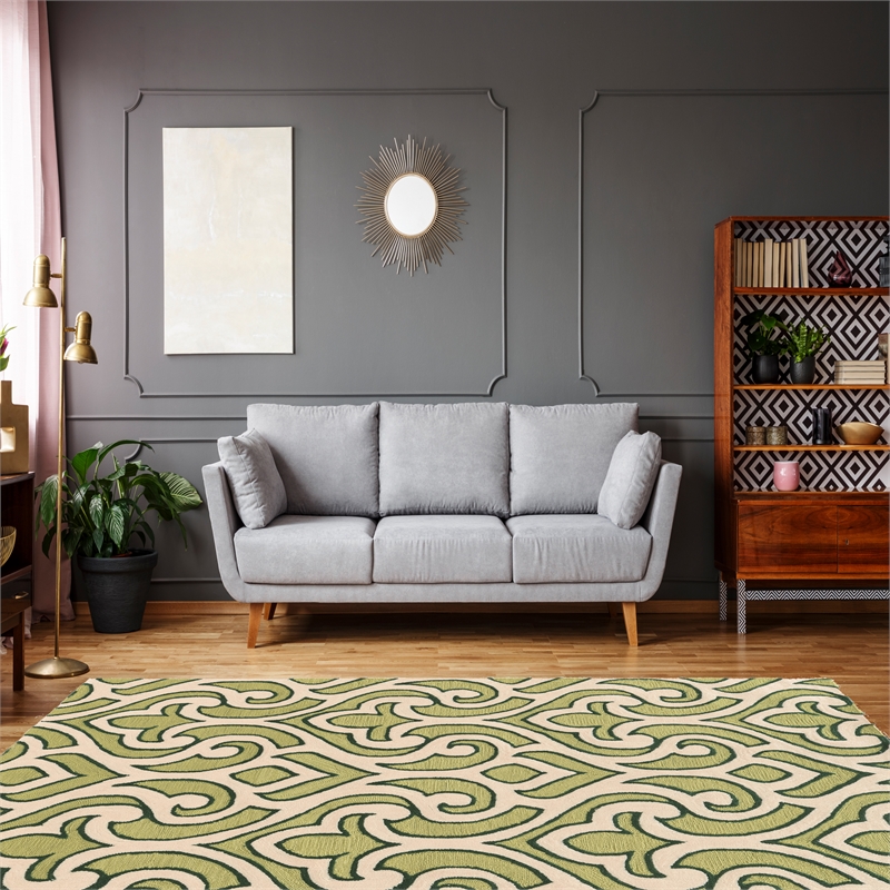 Linon Trio Marple Hand Tufted Polyester 8'x10' Rug in Ivory