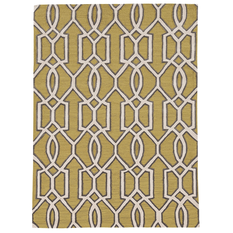 Linon Trio Sariya Hand Tufted Polyester 5'x7' Rug in Yellow