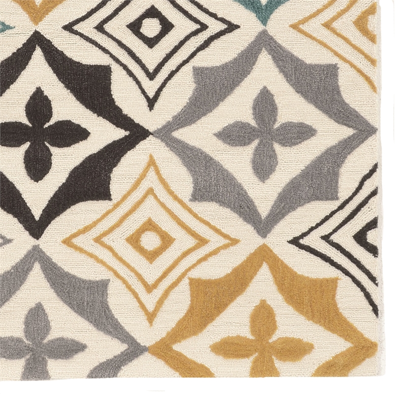Linon Trio Emblem Hand Tufted Polyester 8'x10' Area Rug in Ivory