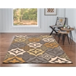 Linon Trio Emblem Hand Tufted Polyester 5'x7' Area Rug in Gray