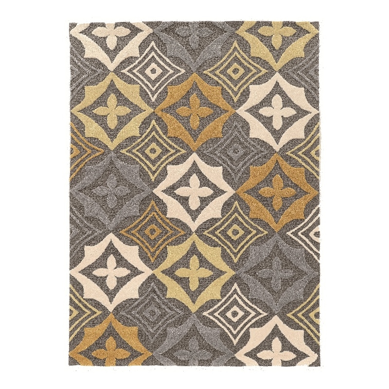 Linon Trio Emblem Hand Tufted Polyester 5'x7' Area Rug in Gray