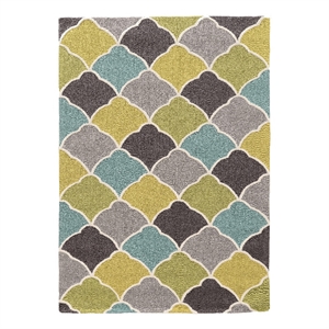 Linon Trio Tiles Hand Tufted Polyester 8'x10' Area Rug in Gray