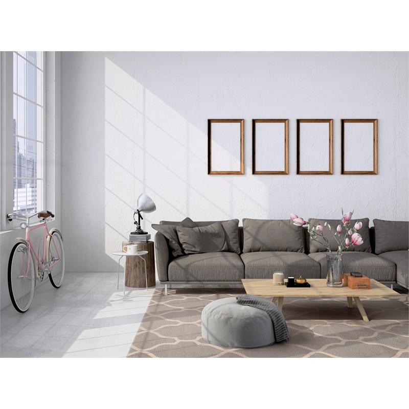 Linon Trio Geo Hand Tufted Polyester 8'x10' Rug in Gray