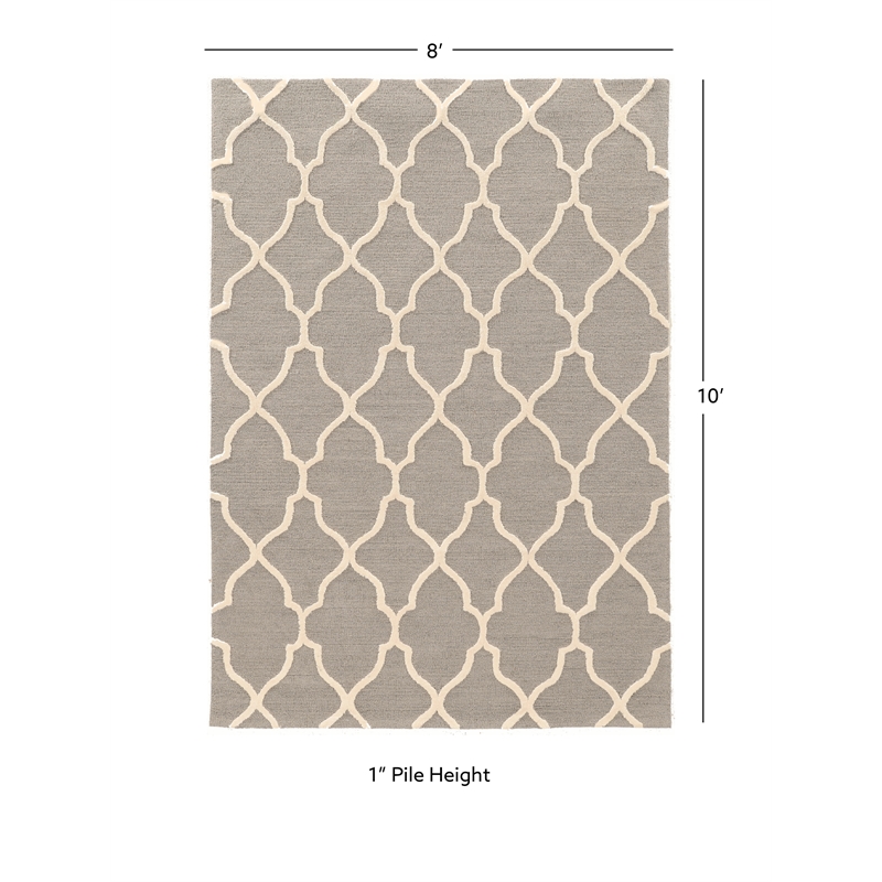 Linon Trio Geo Hand Tufted Polyester 8'x10' Rug in Gray