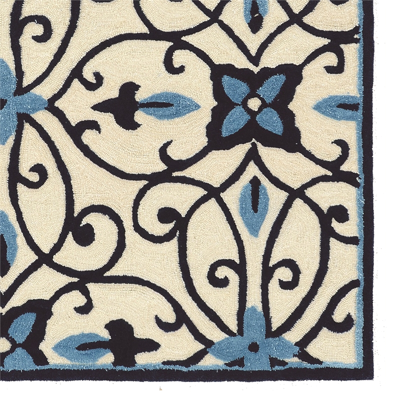 Linon Trio Gardenia Hand Tufted Polyester 5'x7' Rug in Ivory