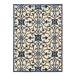 Linon Trio Gardenia Hand Tufted Polyester 5'x7' Rug in Ivory