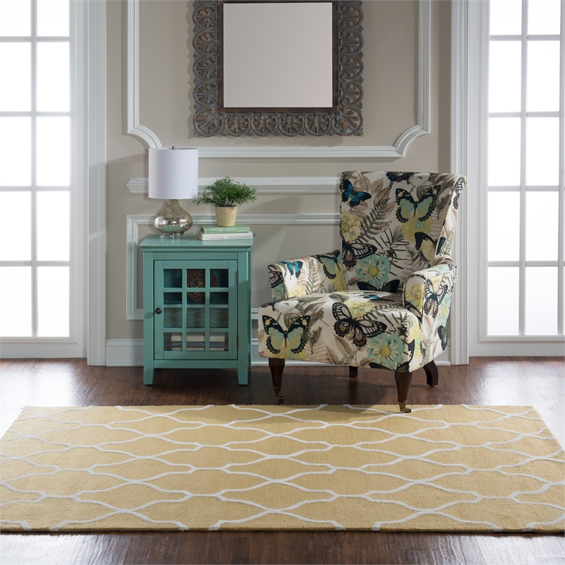 Linon Trio Geo Hand Tufted Polyester 5'x7' Rug in Yellow