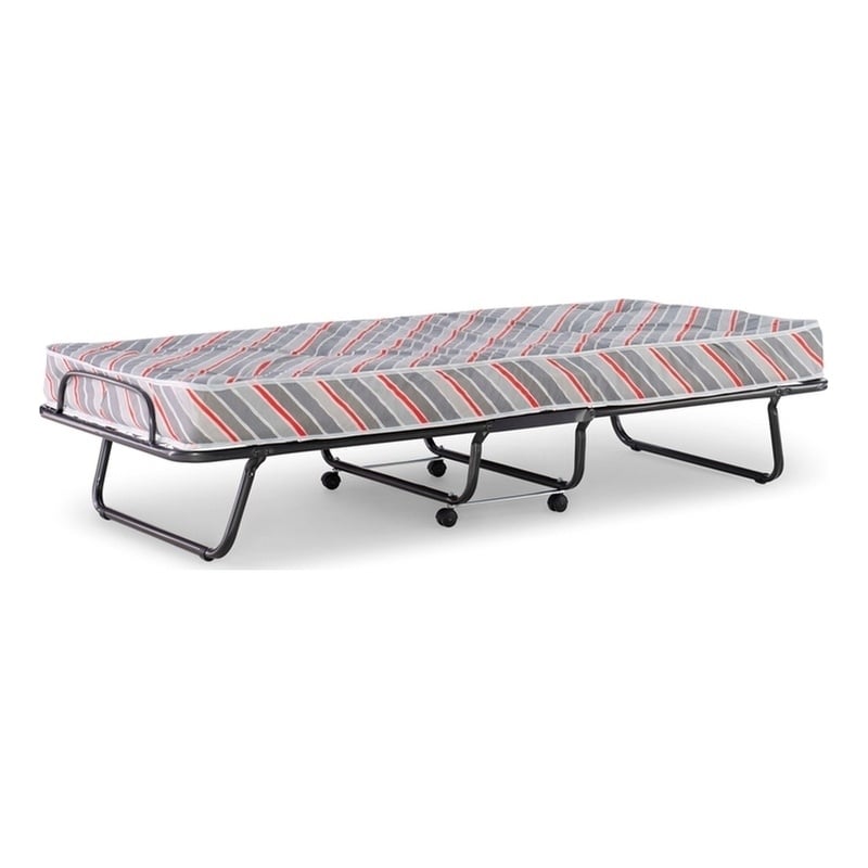 Linon Torino Metal and Fabric Folding Bed in Gray