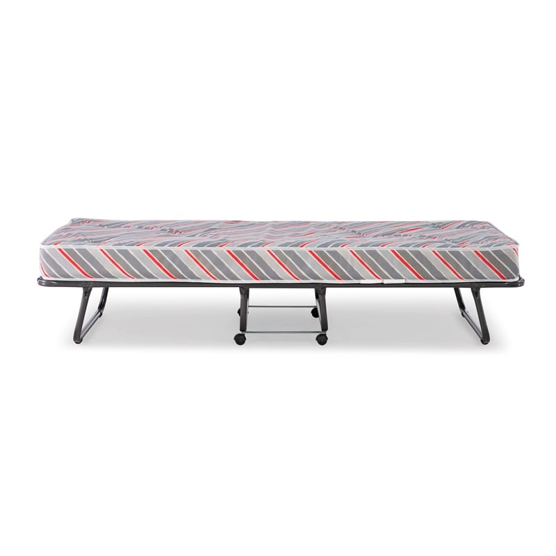 Linon Torino Metal and Fabric Folding Bed in Gray