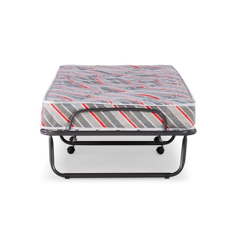 Linon Torino Metal and Fabric Folding Bed in Gray