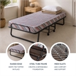 Linon Torino Metal and Fabric Folding Bed in Gray