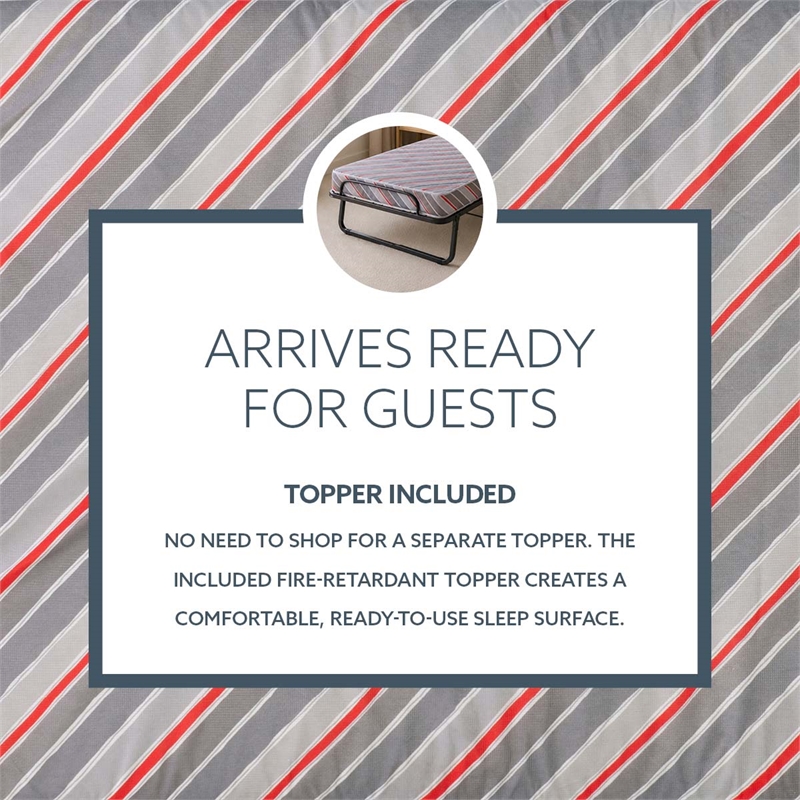 Linon Torino Metal and Fabric Folding Bed in Gray
