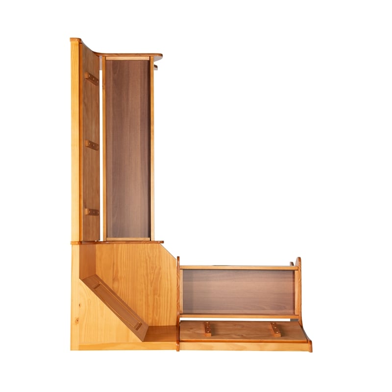 Linon Chelsea Dining Nook Corner Unit with Storage in Honey Stained Pine Wood