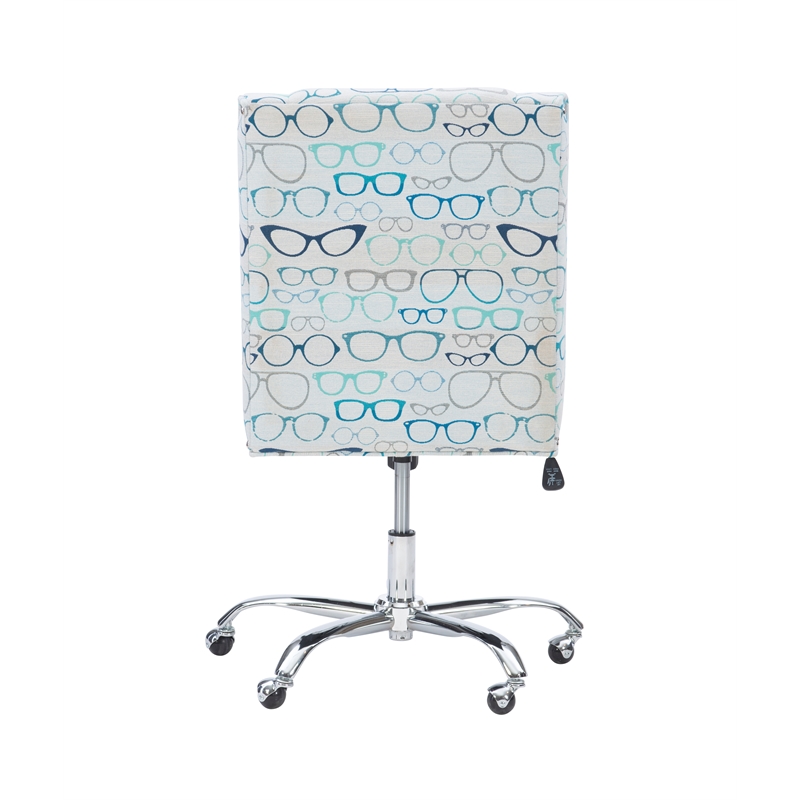 Linon Draper Wood Upholstered Glasses Office Chair in Blue