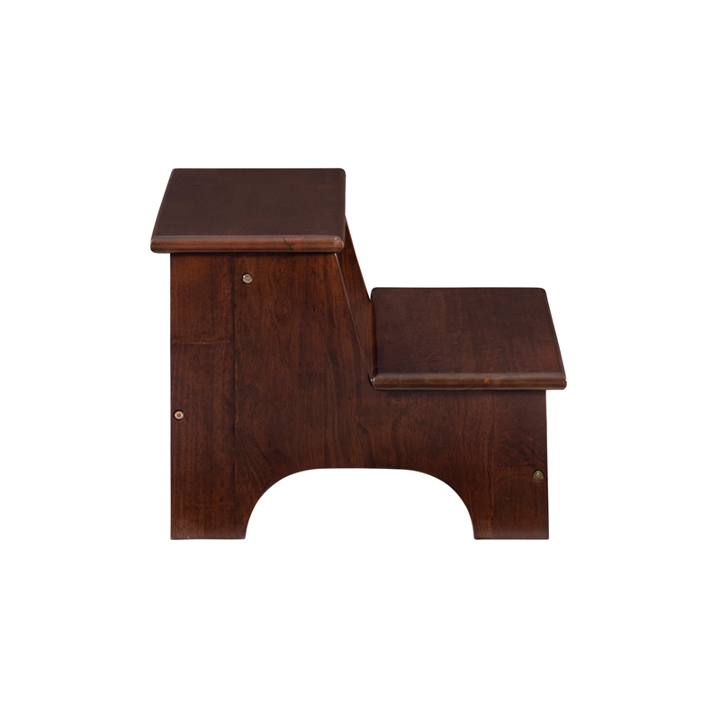 Linon Tyler Bed Step or Utility Stool in Rich Espresso Stained Rubberwood