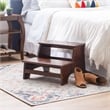 Linon Tyler Bed Step or Utility Stool in Rich Espresso Stained Rubberwood