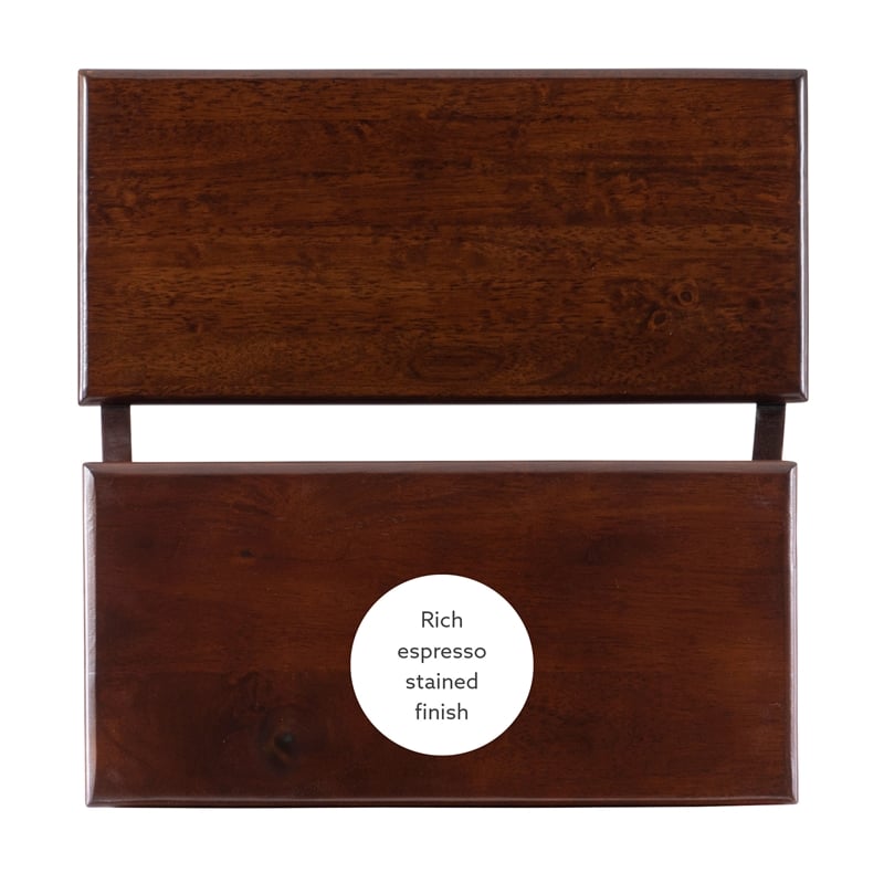 Linon Tyler Bed Step or Utility Stool in Rich Espresso Stained Rubberwood