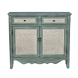 Linon Clancy Slim Storage Cabinet White Decorative Panels in Antique Blue Wood