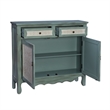 Linon Clancy Slim Storage Cabinet White Decorative Panels in Antique Blue Wood