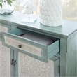 Linon Clancy Slim Storage Cabinet White Decorative Panels in Antique Blue Wood