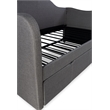 Linon Siena Upholstered Day Bed with Trundle in Gray Fabric and Black Legs