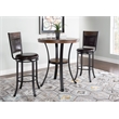 Linon Franklin 3 Pce Pub Table Set Faux Leather Wood Top & Shelf in Umber Brown