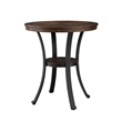 Linon Franklin 3 Pce Pub Table Set Faux Leather Wood Top & Shelf in Umber Brown
